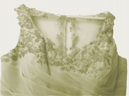 Bridesmaid dress in pale green chiffon size 12 - close up